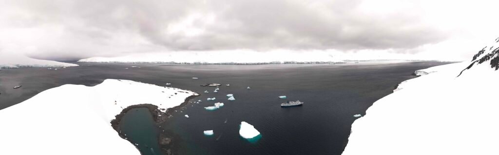 drone shot of south pole antarctica